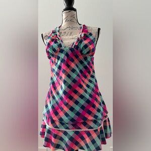 Vintage Arizona Jeans Plaid Women's Halter Strap Top & Skirt Bottom - Swim Suit
